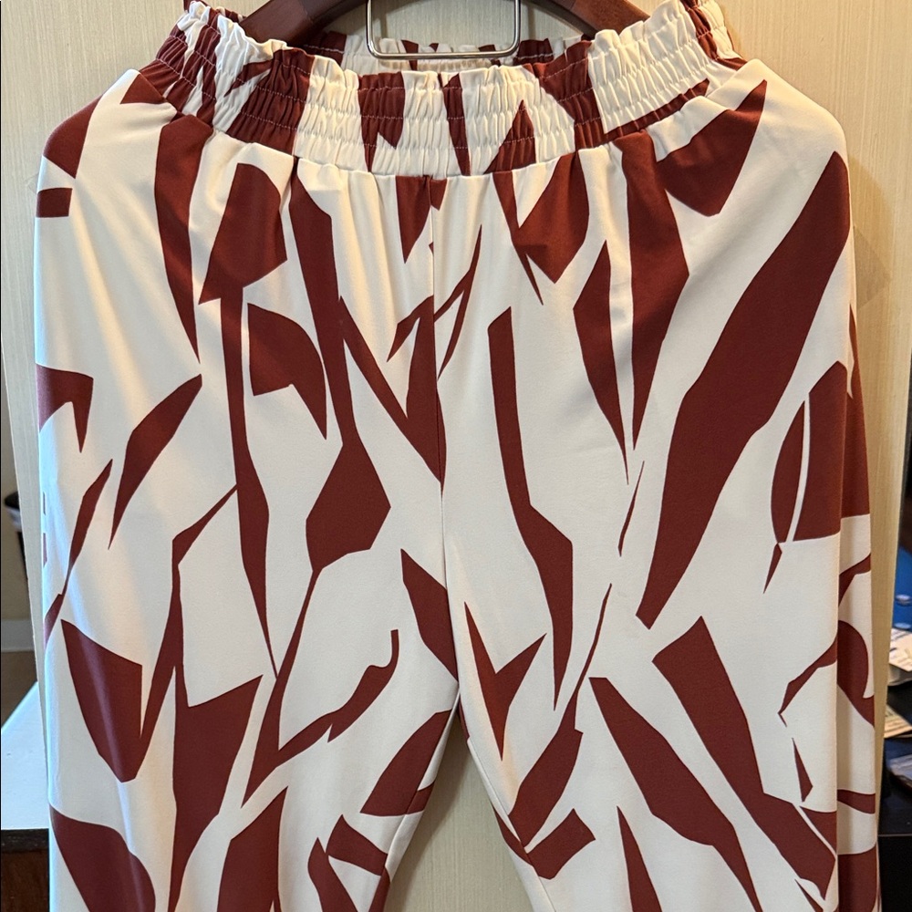 Express Red and White Straight Leg Pants